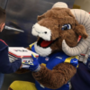 Rams mascot Rampage gives shoes